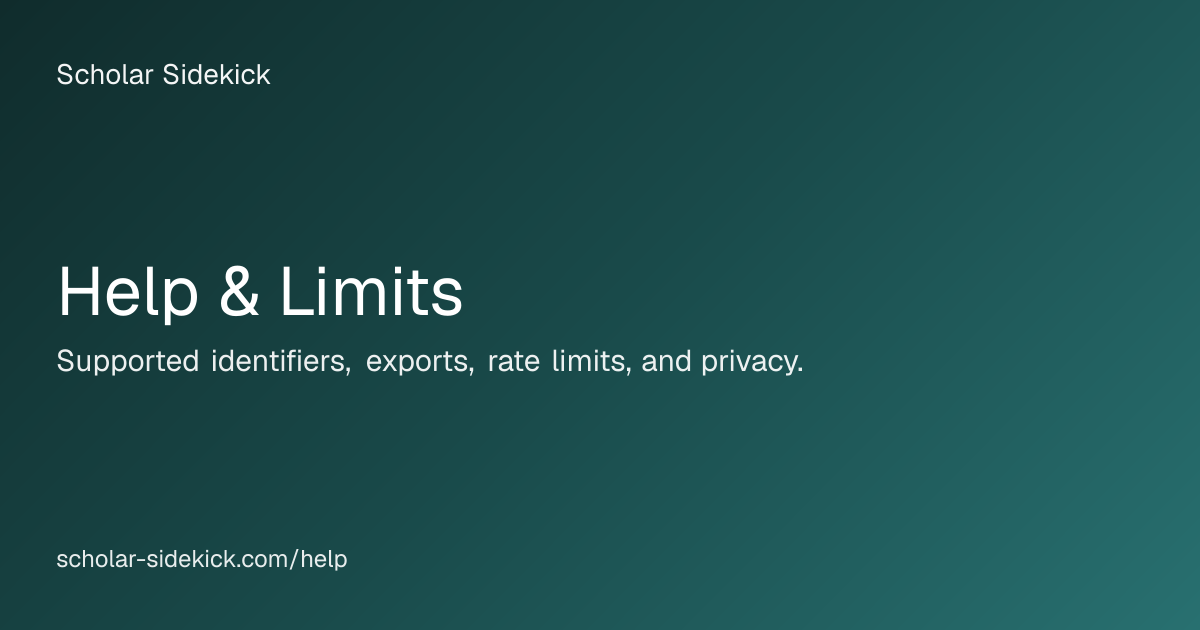 Help & Limits - Scholar Sidekick